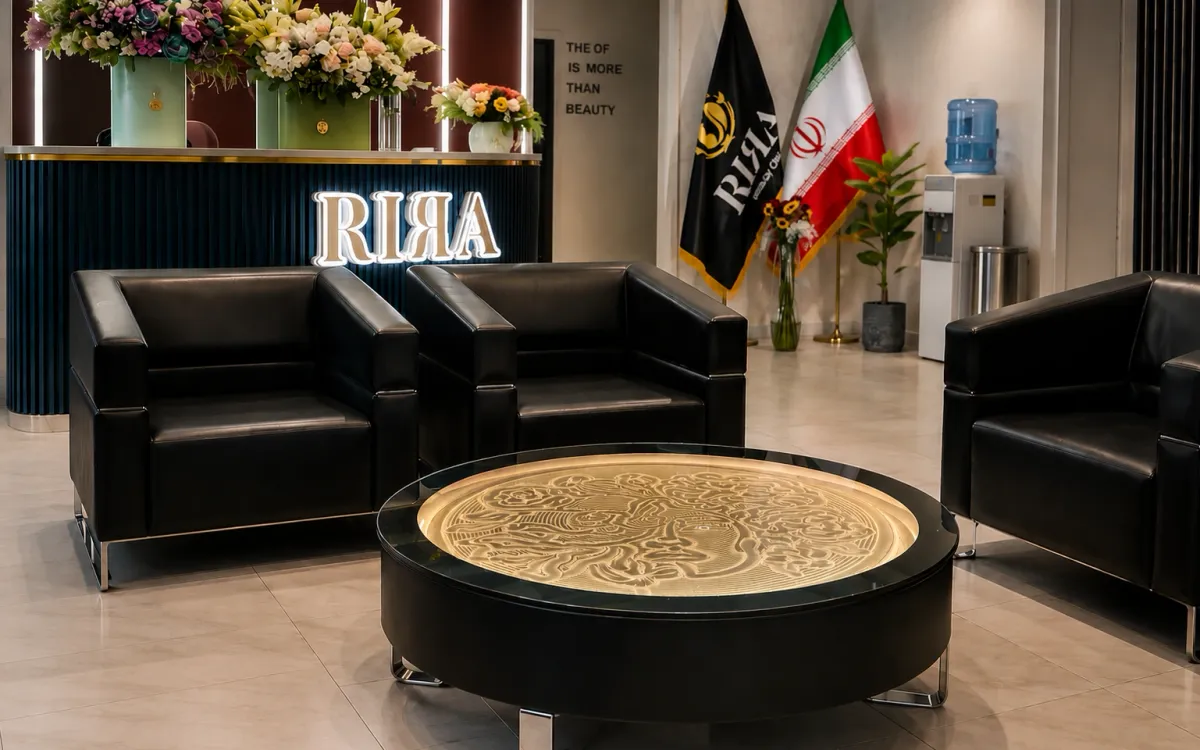 میز سندا ویراسا در فضای انتظار کلینیک زیبایی ریرا